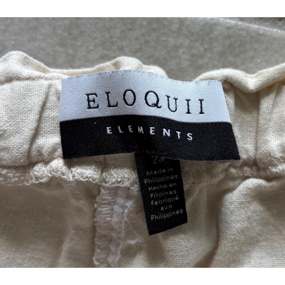 Eloquii Pants Womens 28 Tan Wide Leg Cropped Linen Blend Career Casual Resort - Picture 5 of 6